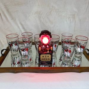 Vintage Set of 8 Hand Painted Pickwick Libby Glasses